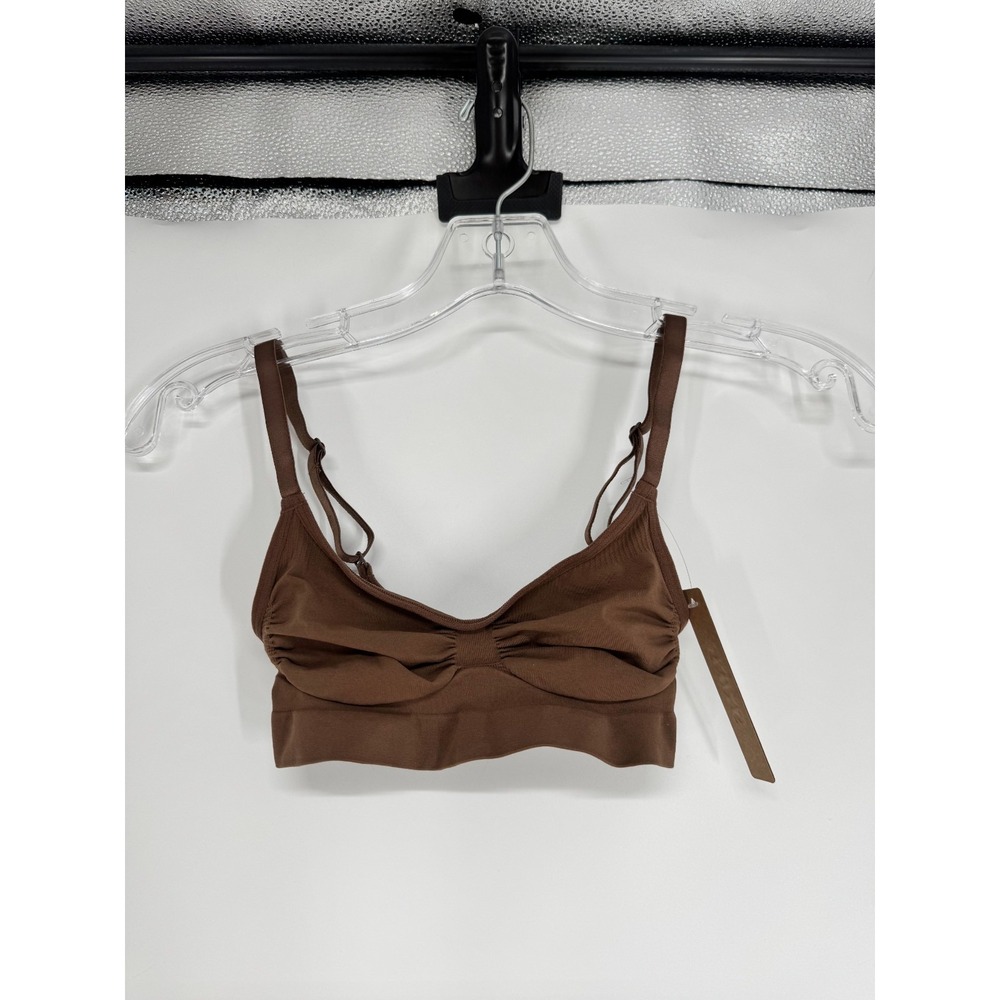 SKIMS Seamless Sculpt Bralette Bra Womens Small Cocoa Brown Adjustable Straps